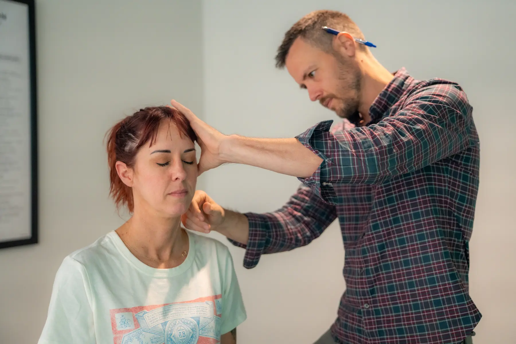 Neck examination for headache-related symptoms